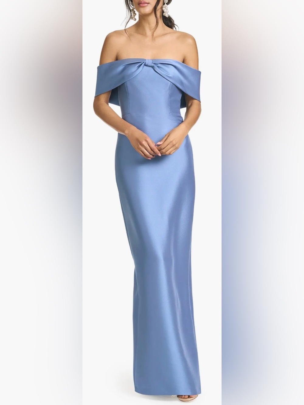 NEW SACHIN & BABI Michelle Off the Shoulder Mikado Twilight Blue Gown Sz 2